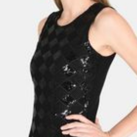 Armani Exchange Black Argyle Sequin Mini Dress - Picture 3 of 7